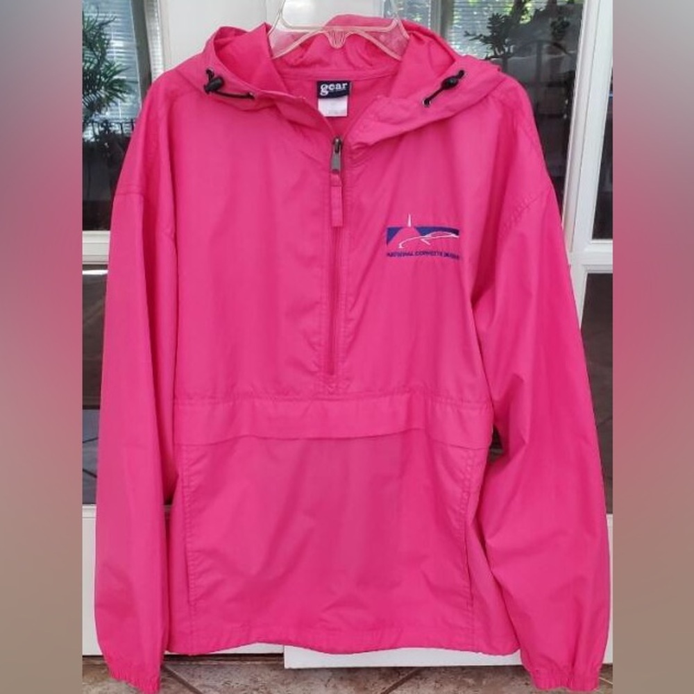 2/$30 Corvette Museum Hot Pink Windbreaker with Front Pocket Sz S - Picture 3 of 9